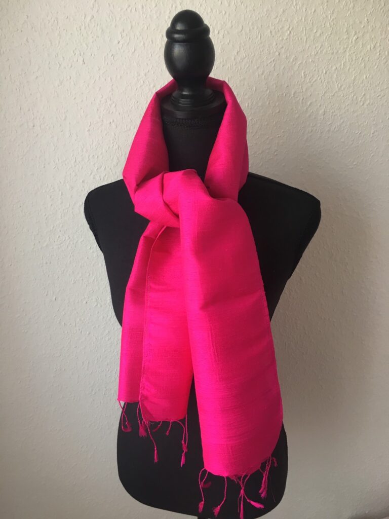 Foulard Femme Larioseta Rose Chatoyant - Soie Mélangée - Fabriqué En Italie - Occasion