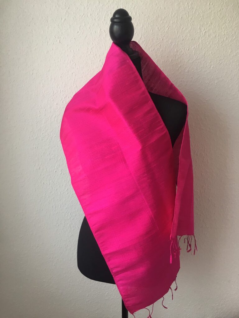 Foulard Vintage En Soie Rose à Pois - Occasion - Accessoire Rétro Féminin